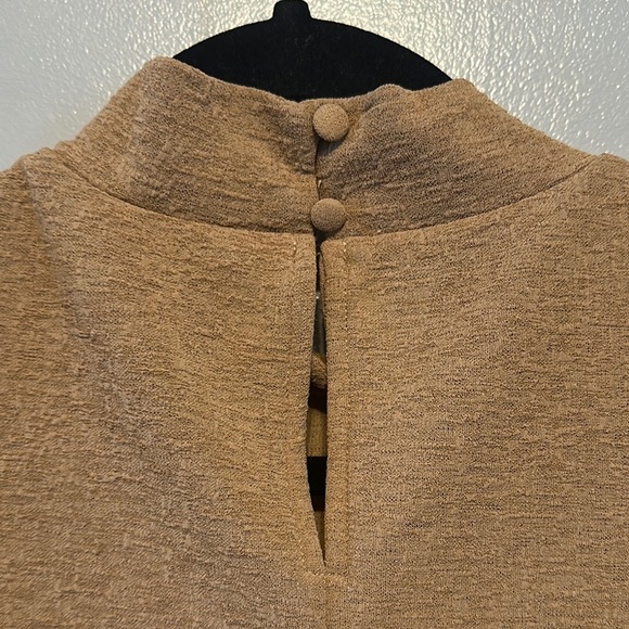 Cato Tan Ruched Ruffled Blouse - Picture 4 of 9